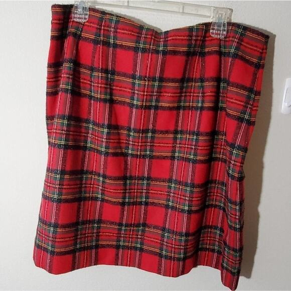 Talbots tartan PLAID SPARKLE A-LINE pencil SKIRT‎ red size 2P new!!!!! - Picture 6 of 9